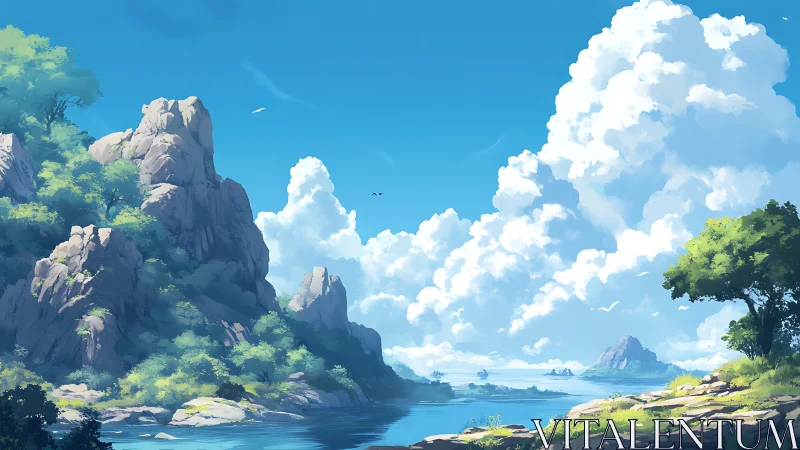 Towering Peaks Frame Serene Mountain Lake Landscape.