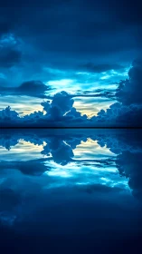 Dreamy mirrored sky where clouds and light gently meet.