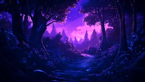 Bioluminescent Forest Portal Glowing with Twilight Magic.