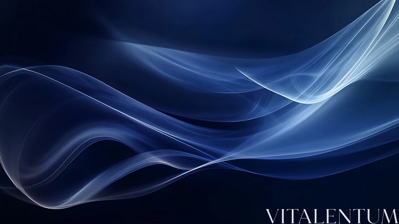 Luminous blue energy waves sweep across deep navy field.