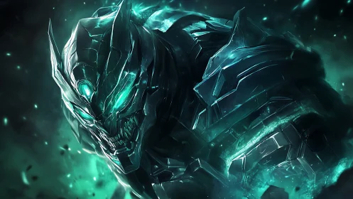 Voidforged revenant erupts in teal-lit armored fury.