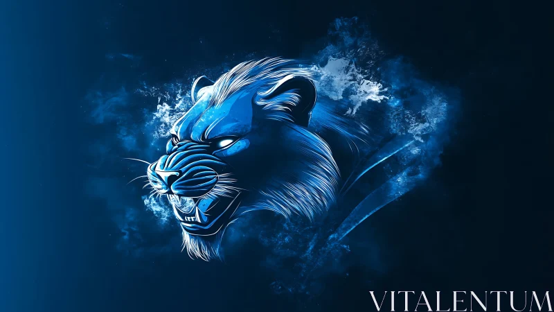 Electric Blue Tiger Portrait: Dynamic Neon Energy Sculpture.