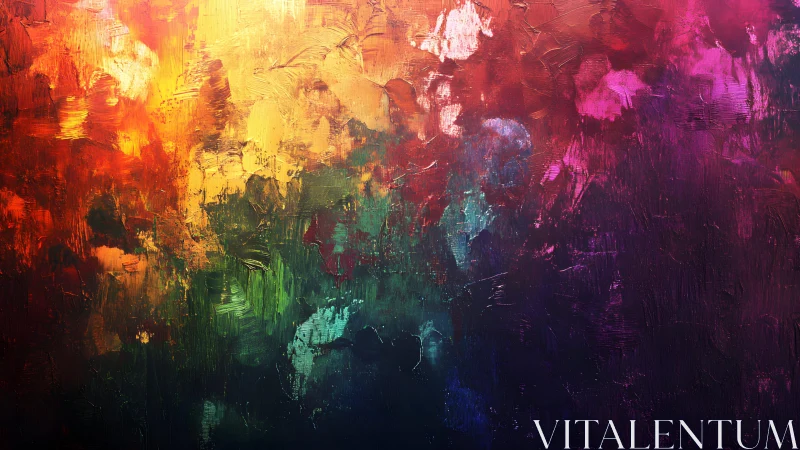 Vibrant Abstract Oil Painting with Rich Colorful Brush Strokes.