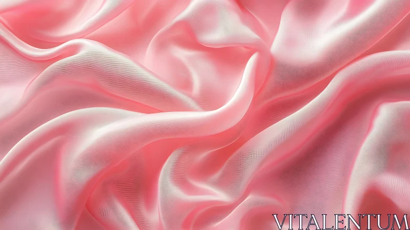 Flowing layered fabric structures with pink and white gradient transitions.