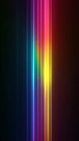 Vertical neon spectrum lines over dark gradient field.