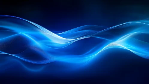 Blue light waves form layered flowing abstract streaks
