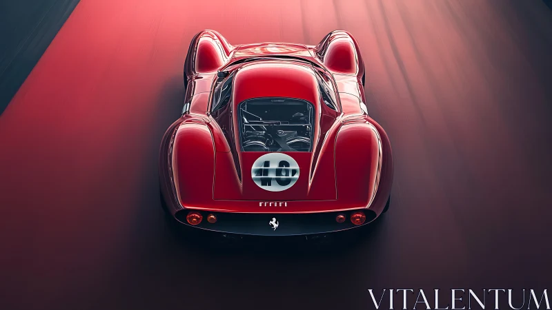 Red vintage race car rendered in sleek 3D detail.