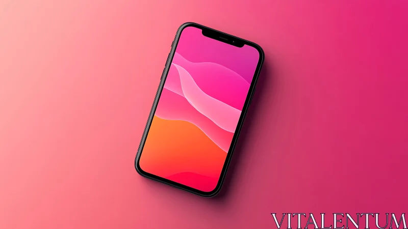 Modern smartphone with fluid gradient display wallpaper design