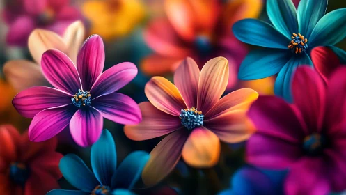 Vibrant Cosmos Flowers in Focus