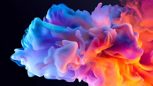 Volumetric fluid nebula rendered in luminous spectral gradients.
