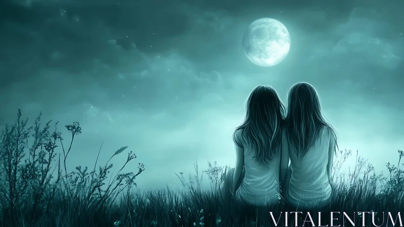 Two Souls Under Moonlight's Turquoise Embrace.