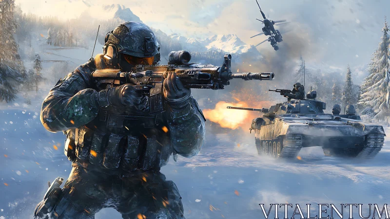 Frostfire Siege: Soldier Blazes Through Alpine Warzones.
