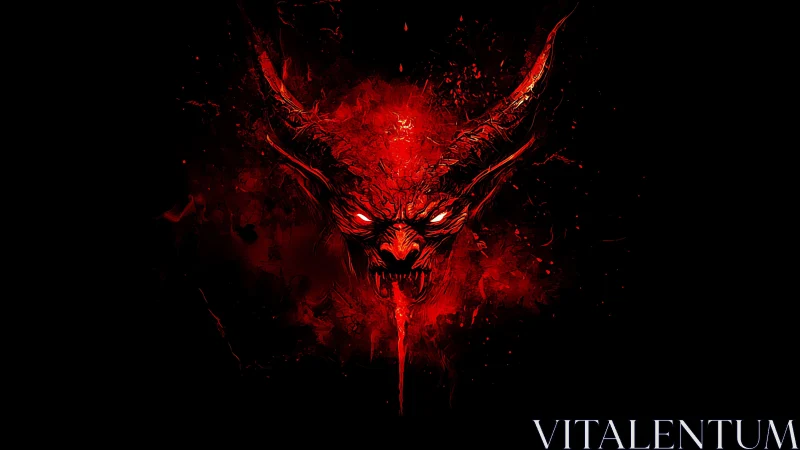 Fiery horned demon skull emerging from swirling crimson smoke.