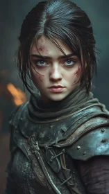 Steel-gazed young rogue in rain-darkened battle leathers.