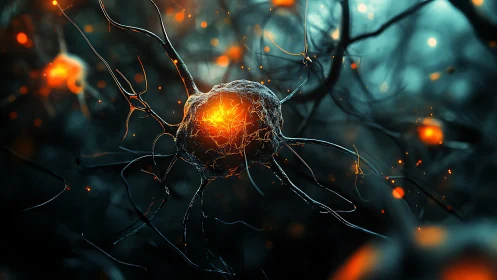 Bioluminescent neural cell in dark synaptic network cluster