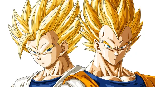 Legendary golden warriors standing side by side in power.