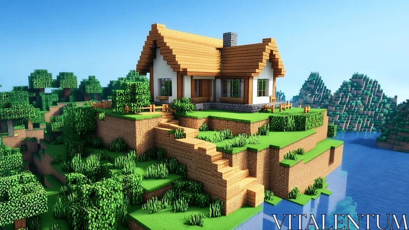 Pixelated Paradise: Where Digital Architecture Meets Natural Harmony.