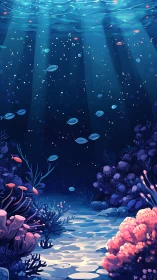 Sunlit Reef Pathway Beneath Tranquil Midnight Waters.