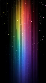Prismatic lightfall streams through cosmic digital night.