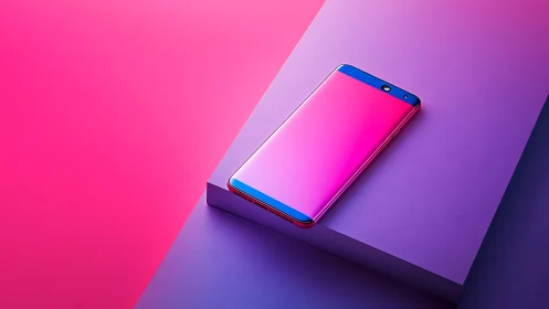 Rendered gradient smartphone with chromatic accents on bisected background.