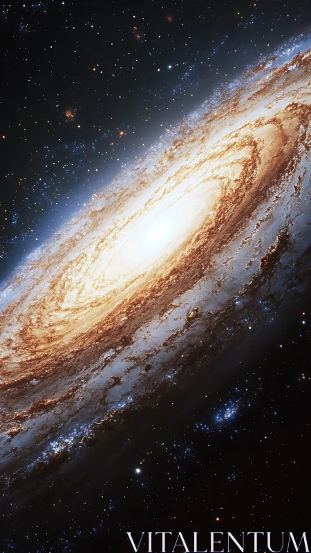 Spiral galaxy core with bright central bulge in space.