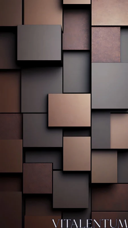 Stacked bronze quiet squares forming a calm modern maze.
