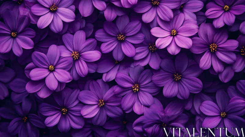 Purple Cosmos Flowers Detailed Macro Composition.