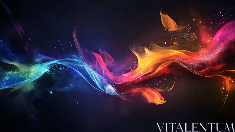 Spectral fluid dynamics of luminous multicolor energy ribbons.