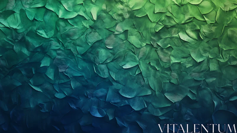 Layered green and blue abstract textured petal surface.