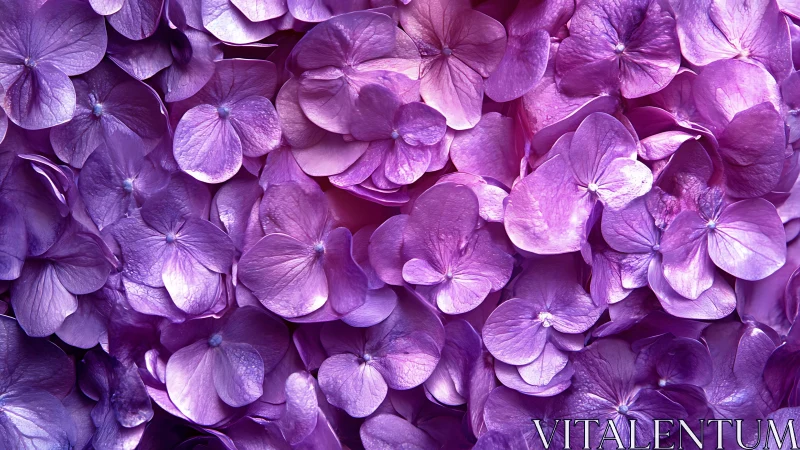 Macro Hydrangea Petals: Layered Purple Floral Composition with Translucent Depth