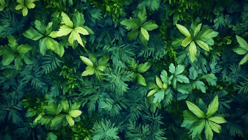 Dense green foliage canopy viewed from above.