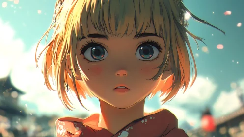 Soft sunlight surrounds a wide-eyed girl in quiet amazement