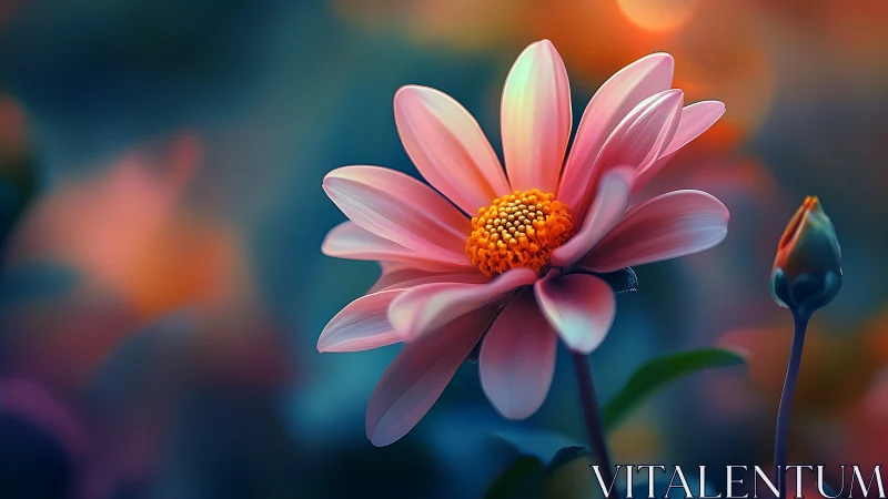 Pink Dahlia Blooms in Dreamy Garden Light
