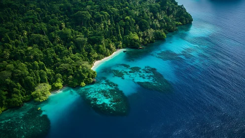 Lush Tropical Island With Pristine Turquoise Waters