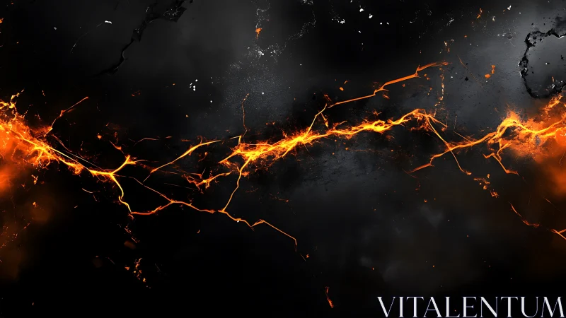 Orange Lightning Bolts Strike Dark Smoky Background