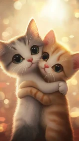 Stylized Orange and White Cat Portrait with Large Eyes