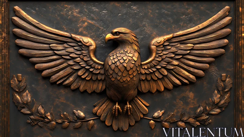 Majestic Bronze Eagle Relief in Classic Ornamental Style.