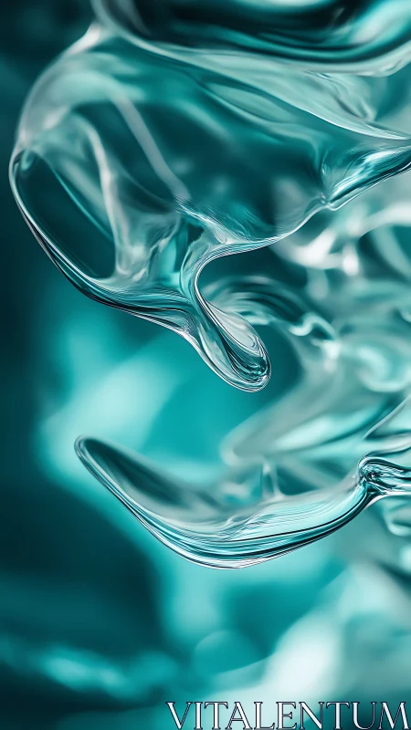 Translucent turquoise fluid shapes form suspended contours