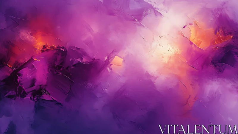 Vivid Abstract Purple and Orange Oil Painting with Dramatic Light.