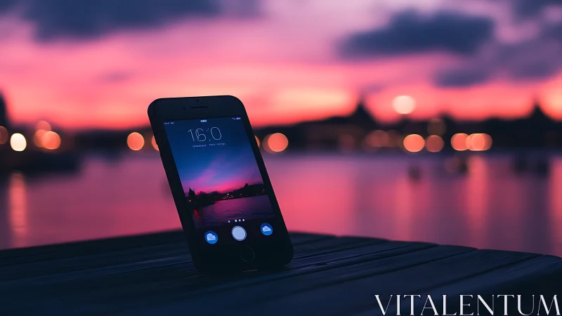 Sunset's Digital Mirror: Phone Captures Twilight.