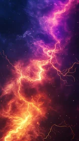 Plasma-like fractal lightning arcs through nebular color field