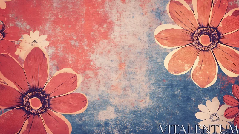 Vintage Floral Composition Against Distressed Background.