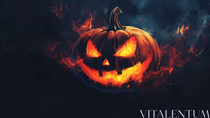 Digital painting jack-o-lantern with infernal flame effects.