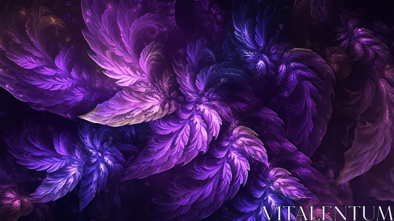 Purple fractal feathers form dense swirling abstract field.