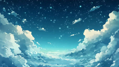 Starlit cloud ocean drifting beneath a dreaming sky.