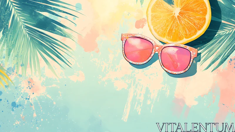 Vibrant summer sunglasses rest beneath citrus sunshine glow