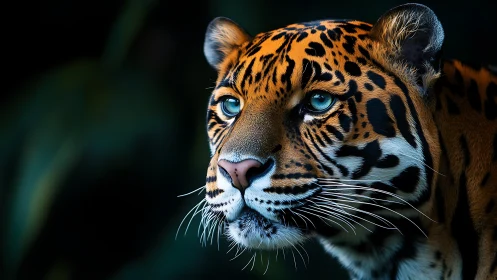 Striking Tiger Portrait with Piercing Blue Eyes