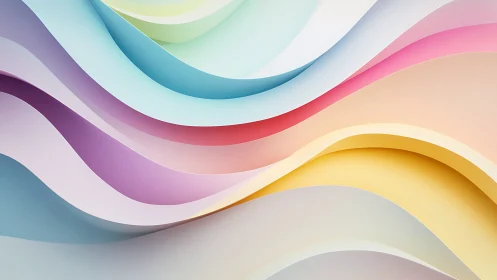 Soft pastel ribbons curve across minimalist abstract field