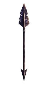 Weathered fantasy spear with worn, battle-scarred charm.