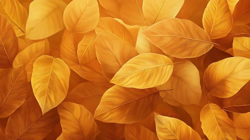 Luminous golden autumn leaves form dense layered foliage field
